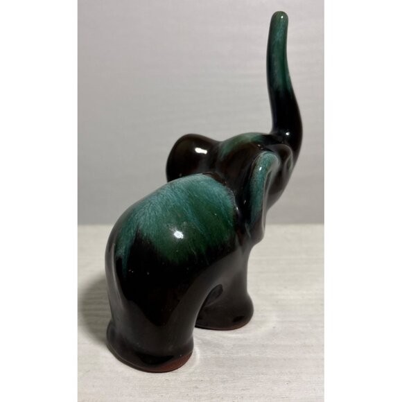 Blue Mountain Pottery Elephant Figure Green & Black Glaze 4.75" Tall Canada MCM - Picture 2 of 8